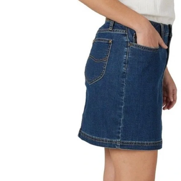 Lee Denim Skort Womens 18 M Beacon Blue Jean Skirt Short Fit Mid Rise - Picture 6 of 8